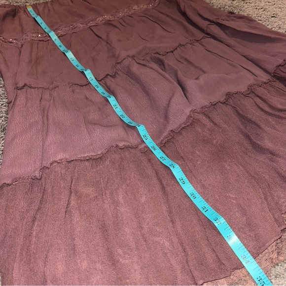 Paradise NY Brown Maxi Sequin and Beaded Tiered Skirt W/ Lace Hem - Picture 6 of 8